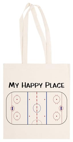 Ameretee My Happy Place Hockey Beige Einkaufstasche Aus Baumwolle, Unisex