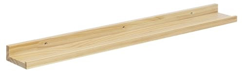 eSituro Étagère Murale Bois, Tablette Murale, avec Bord de Protection, pour Chambre, Salon, Cuisine, Entrée, Couleur Bois Naturel, L80xP10xH4cm, SWS0378