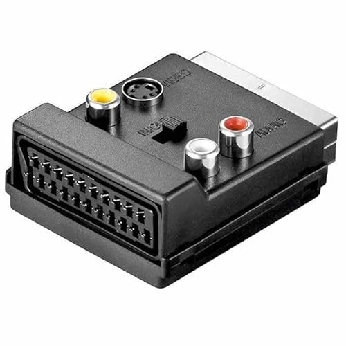 TECHZOCO SCART AV Adapter, umschaltbar, Scart-Adapter auf 3 x RCA, Adapter Konverter, Eurostecker, 2 x RCA Audio, 1 x RCA Video, 1 x S-Video, Buchse auf Stecker