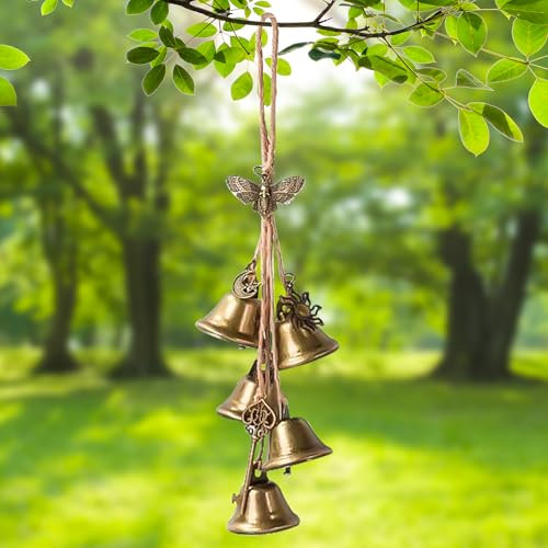 Joycabin Hexenglocken Garten Windspiel, Windspiel Metall für den Innen und Außenbereich, Handgefertigt Segen Glocke Hängende Ornamente für Veranda, Garten, Fensterdekoration (B)