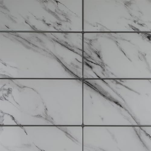 Grace Baltic Panneaux muraux 3D de qualité supérieure - Revêtement mural - Revêtement en PVC - Décoration murale - Autocollants muraux élastiques de 1 mm d'épaisseur (50, marbre Blanc.)