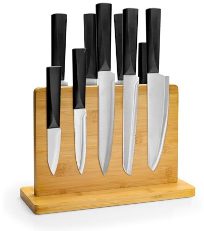 Aramanara Magnetic Knife Block, Double Side Magnetic Knife Organiser Stand, Wooden Magnet Knife Holder Without Knives for Kitchen Storage Knives