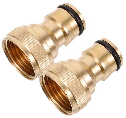 KONTONTY Raccord Rapide pour Tuyau D'arrosage 1/2 Filetage Interne 4 Points, Adaptateur De Robinet pour Jardinage Et Plomberie, Lot De 2 Connecteurs en Cuivre Haute Pression