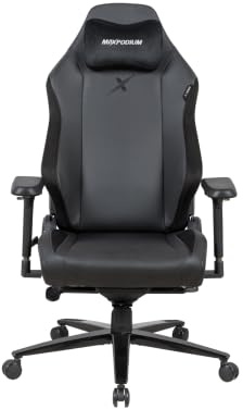 MaxPodium Heavy SMI | Premium Gaming Stuhl mit Integriertem Massagesystem | 8 Massageprogramme | Ergonomischer, Hochwertiger Bürostuhl | 4D Armlehnen + Sitzneigung mit Wippfunktion | Schwarz