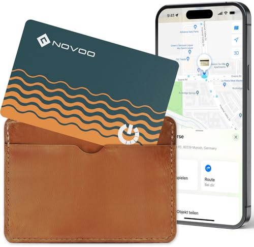 NOVOO Air Tag Karte Wallet Tracker Card Thin 1.6mm Geldbörsenfinder Kompatibel mit Apple Wo ist? APP (iOS NUR, Android Not Supported) Item Finder für Reisekoffer/Geldbeutel/Koffer