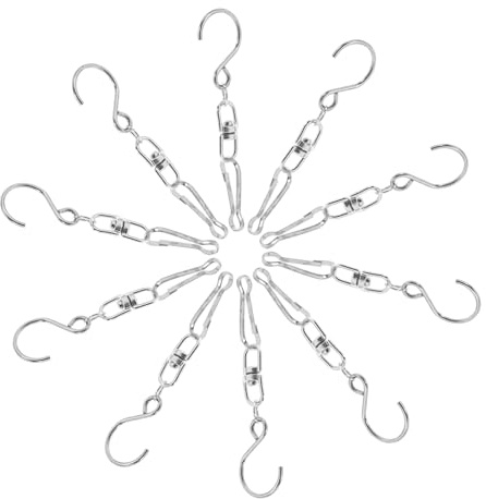 Luxshiny 10pcs Zinc Alloy Swivel Hooks for Wind Chimes Outdoor Hanging Rotating Hooks for Garden Patio Decor Smooth Spinner Hangers for Windsocks and Decorations