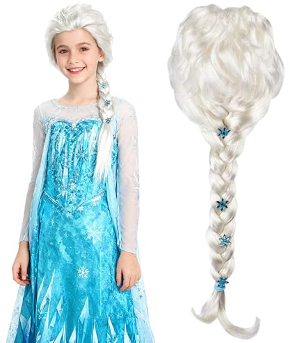 LYPPUL ELSA Perücke, Prinzessin Perücke, ELSA Cosplay Wig perücke, Kunstfaserperücke, Cosplay perückes für Kinder Mädchen Geburtstagsparty Frauen Weihnachten Halloween Party Cosplay Karneval