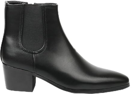 Stivaletti Chelsea classici da uomo in pelle, con punta a punta, cerniera laterale, fascia elastica, tacco spesso, suola antiscivolo, for lavoro, casual, feste, matrimoni