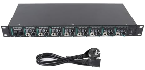 TIKATARER Amplificatore per Cuffie Professionale a 8 Canali per Spettacoli Dal in Studio, Amplificatore per Cuffie Compatto Rack Standard 1u con Indicatore Luminoso Dinamico (Spina europea)