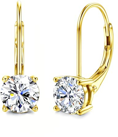 DOCHAIS Moissanite Ohrringe Silber 925 Damen Goldfarben Tropfen Ohrringe | Hypoallergene Weißgold Hängende Moissanite Creolen Schmuck Für Frauen Valentinstag Geburtstag Geschenk 0.5ct-1.0ct, Geschenk