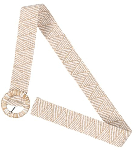 LALADEFIEE Ceinture en Rotin Tressé Large Beige pour Robe Femme | PP Grass, Élastique et Confortable, Usage Formel ou Casual, Style Élégant