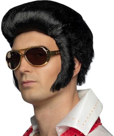 Boland 86171 - Perücke Rock´n Roll Deluxe, Schwarz, für Erwachsene, Kunsthaar, Frisur, Elvis, Kostüm, Karneval, Mottoparty