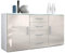 Vladon Sideboard Kommode Faro, Made in Germany, Korpus in Weiß matt/Front in Sandgrau Hochglanz (139 x 72 x 35)