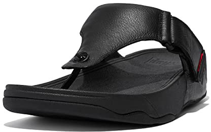 Fitflop Men's Trakk Ii Post - Leather Open Toe Sandals, Black All Black 090, 9 UK