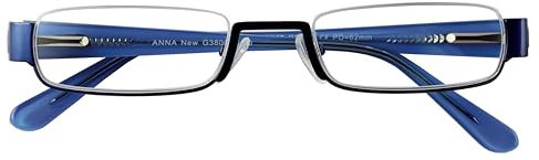 I NEED YOU ANNA New stilvolle qualitativ hochwertige Lesebrille in Blau +1 Dioptrien für Damen & Herren - Leichtes, modernes Design inklusive Hartschalen-Etui – Nylorhalbbrille mit Acetatbügel