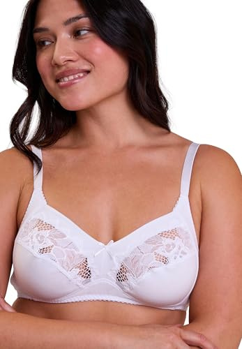 Damen Coton d'Arum BH ohne Bügel mit Spitze und Baumwolle große Größen, klassischer BH mit verstellbaren Trägern, bügelloser Komfort Dessous