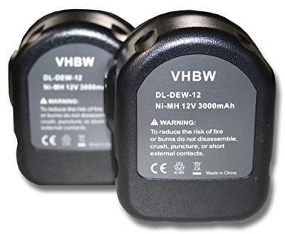 vhbw 2X Akku Ersatz für Dewalt EZWA 60, ELU SBA55, DW9072, EZWA 61, DW9071, ELU EZWA 49 für Werkzeug (3000 mAh, NiMH, 12 V)