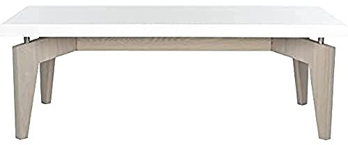 Safavieh EAF4223B Dalby Table Basse en Laque Fibre Blanc/Taupe Pierre 109 x 59 x 38,1 cm