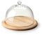 Continenta Käseglocke, Käsebrett mit Glasglocke 2-teilig, rund, Käseteller aus Gummibaumholz, Größe: Ø 33 x 19,5 cm