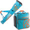 BRUBAKER Kombi Set Champion - Limited Edition - Skisack und Skischuhtasche für 1 Paar Ski bis 190 cm + Stöcke + Schuhe + Helm Blau Orange