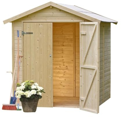 Guardini s p a GARDIUN KG12103 – Holzhaus aus Plattenholz, Daniel, 4 m², Außenbereich, 200 x 206 x 216/170 cm, Dachpappe