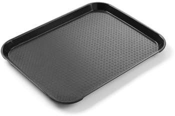 HENDI Plateau de Service, Petit, rectangulaire, Multi-Usage, résistant jusqu'à 80°C, Plateau Fast Food, pour Servir Nourriture et Boissons, Restauration Rapide, 265x345x(H) 20mm, Noir, polypropylène
