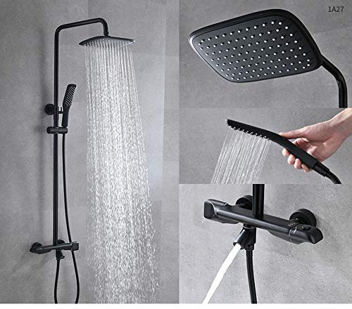 Rubinetti doccia, rubinetteria nera di lusso Set doccia termostatica Rubinetto termostatico Miscelatore in ottone,B