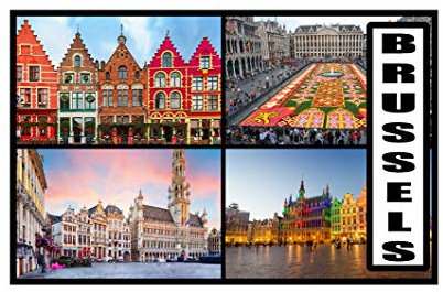 Brussels - Belgium - Post Card Style Fridge Magnet - Large Size (7cm x 4.5cm) - Gift Idea - Tourism