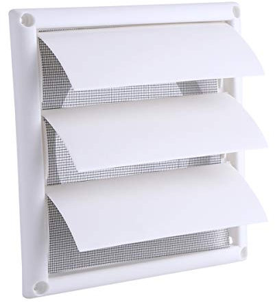 Cubierta de rejilla de ventilación blanca con 3 solapas, rejilla de ventilación con red, 20 x 20 cm