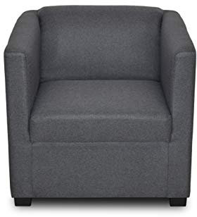 DOMO. collection Sessel Bob FK, kleiner Retro-Sessel mit Armlehnen und Federkern, Polstersessel, Cocktailsessel, Loungesessel, 73 x 75 x 69 cm (BxTxH), Webstoff in grau