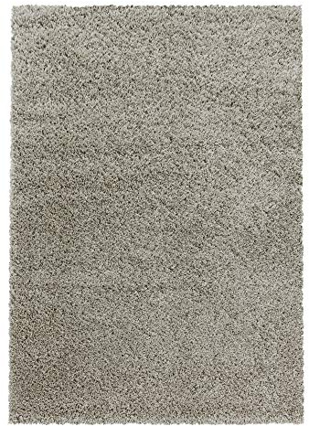 Teppium Moderner Hochflor Teppich Wohnzimmer 120 x 170 cm Natur - Shaggy Flauschiger Teppich, Extra Weich, Pflegeleicht und Einfarbig - für Schlafzimmer, Küche und Esszimmer
