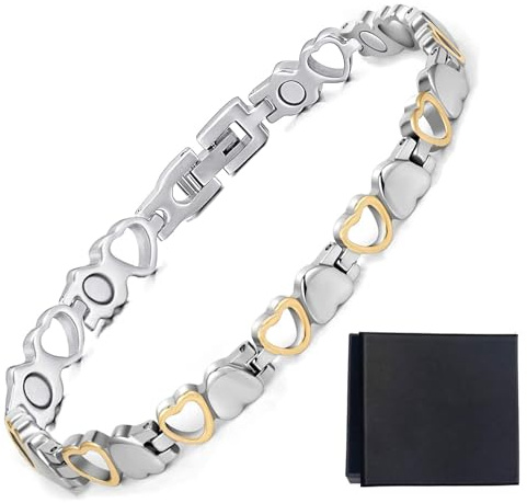 Magnetische Armbänder für Frauen, Titanstahl, Magnettherapie-Armband, Schmerzlinderung, Arthritis-Armband für Frauen, Karpaltunnel, Gesundheitsgeschenke mit Entfernungswerkzeug und Geschenkbox