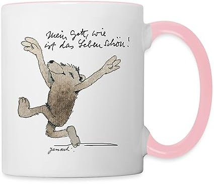Spreadshirt Janosch Bär Schönes Leben Spruch Tasse Zweifarbig, One size, Weiß/Pink