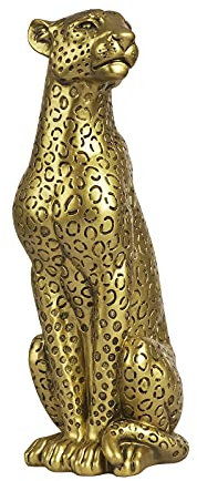Moderne Dekofigur aus Polyresin, 27,9 cm hoch, goldfarbener Gepard, sitzend, Heimdekoration, realistisch, antiker Stil, Leoparden-Harz, Tier-Ornament, Statuen, Wohnzimmer-Dekoration, Ornamente