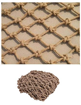 bandezid Dekoratives Jute-Hanfnetz, Juteschnur, Terrassenseil, Garten-Bündelnetz, Erwachsene, Fitness, Jute, Hängematte, verdickt, grob, Hanfseil, 1 x 3 m