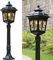 Chao Zan Außenleuchte, Stehlampe in antikem Look,schwarzem Aluminiumdruckguss Lampenschirm mit Retro-Fenstergitter, Wegeleuchte 82 cm, Retro/Vintage Gartenlampe,Wegeleuchten E27 max. 80 Watt, IP55
