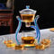 Aoheuo Lazy Kungfu Service à thé en verre avec couvercle rotatif semi-automatique Bleu