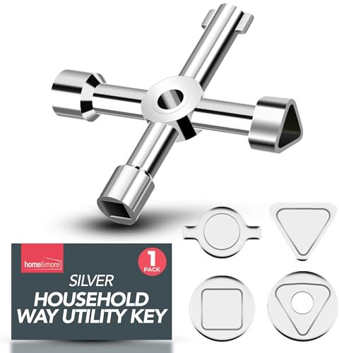SOL Household 4 Way Utility Key – Radiator, Gas Meter, Panel & Service Utility Keys – Triangular Keys for Meter Reading, Electric Meter Box & Gas Meter Access