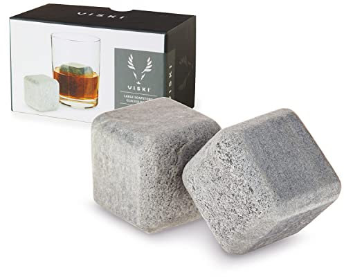Viski Große Specksteinwürfel Gletschersteine, 1 Stück, grau