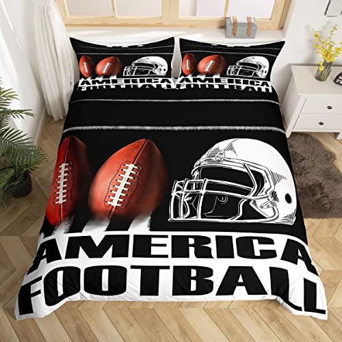 Loussiesd Jungen Fußball Bettbezug Set Amerika Fußball Bettwäsche Set 155x220cm für Kinder Jungen Mädchen Fußball Betten Set Sport Thema mit 1 Kissenbezug