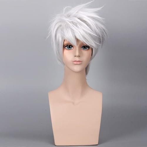 Wig for Anime Hatake Kakashi Perücke Stirnband Cosplay Kostüm Damen & Herren Kurze Kunsthaar Halloween Party Perücken FQ0046 Perücke