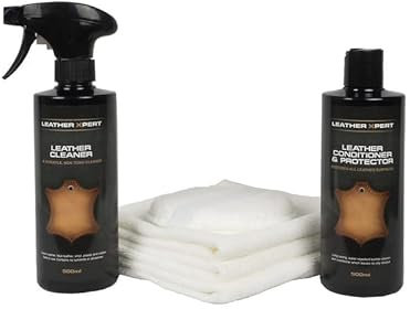 Leather Xpert Complete Leather Care Kit | x500ml Leather Cleaner & Leather Conditioner and Protector, 3 Microfibres, 1 Applicator Pads for Sofas, Cars, Clothes & Furniture | Suitable for All Leather