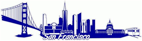 Skyline4u San Francisco Skyline Aufkleber Sticker Autoaufkleber City Gedruckt - 40x11,5cm brillantblau