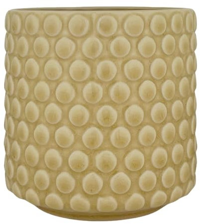 Nordring Maceta Dotty - Macetero Decorativo Redondo para Flores e Plantas para Interiores M (12,5 cm ø), Amarillo, Cerámica