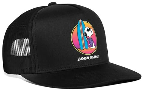 Spreadshirt Peanuts Snoopy Cool Surfen Trucker Cap, One Size, Schwarz/Schwarz