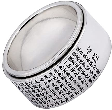 Homxi Ring Herren Punk,Ring Herz Sutra Herren Ringe 999 Silber Silber