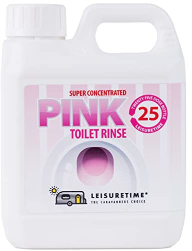LeisureTime Concentrated Pink Toilet Rinse, 25 Treatments - Formaldehyde Free, Septic Tank Safe Toilet Cleaner Liquid for Cassette, Motorhome and Portable Toilets - Caravan Toilet Chemicals