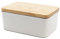 Yamazaki 3098 TOSCA Butter Dish Large, white, Ceramic / Wood, 15.5 x 10 x 7 cm