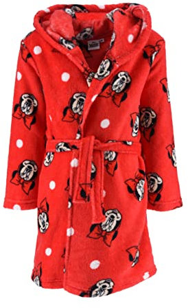 Disney Childrens Minnie Mouse Kids Fleece Robe Dressing Gown Red Age 8 Years