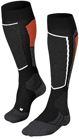 FALKE Herren Skisocken SK2 Intermediate M KH Wolle Funktionsmaterial warm dick 1 Paar, Schwarz (Black 3008), 46-48